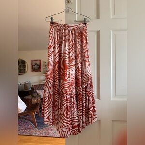 Rust and White Boho Women's Skirt by Anthropologie